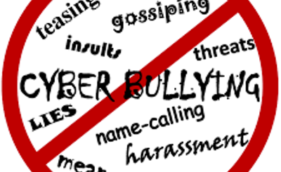 a red-framed frame containing cyberbullying insults